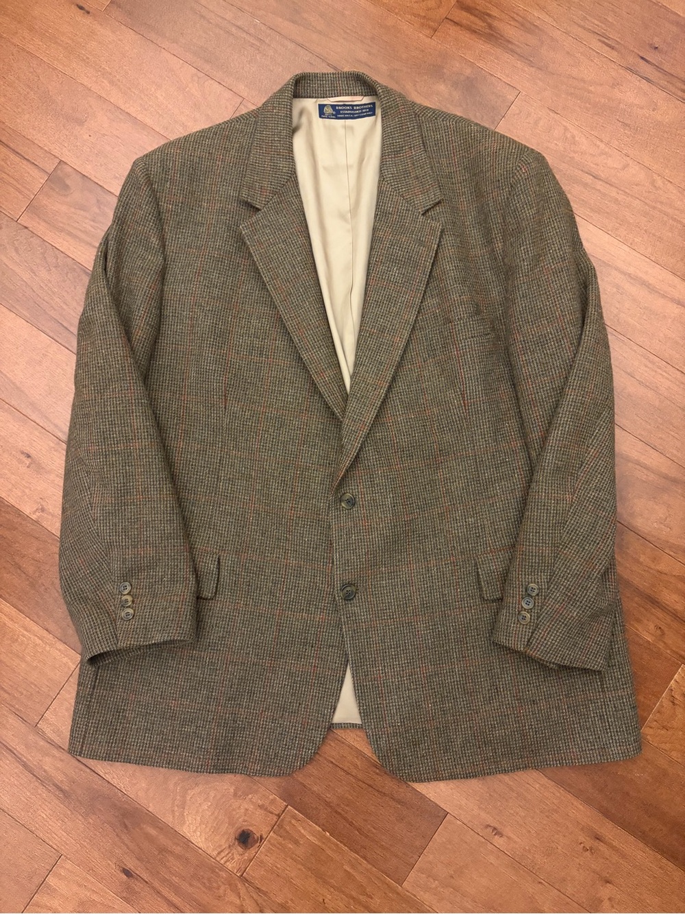 Vintage 80s Brooks Brothers Wool Tweed Sport Coat Blazer Brown 48R